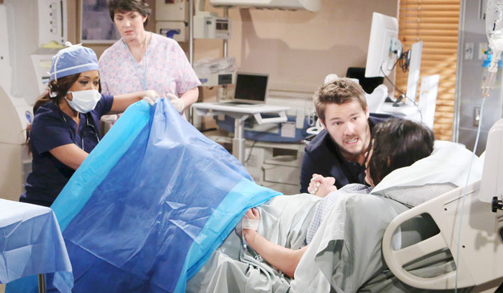 Liam helps Steffy through a complicated labor